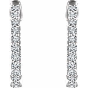 14K White 1 CTW Natural Diamond Inside-Outside 20.1 mm Hoop Earrings - BN & CO JEWELRY