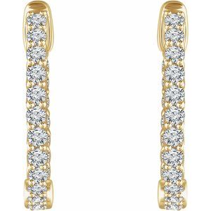 14K Yellow 1 CTW Natural Diamond Inside-Outside 20.1 mm Hoop Earrings - BN & CO JEWELRY