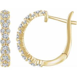 14K Yellow 5/8 CTW Natural Diamond Hoop Earrings - BN & CO JEWELRY