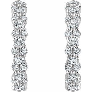 14K White 5/8 CTW Natural Diamond Hoop Earrings - BN & CO JEWELRY