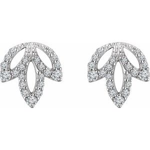 14K White 1/4 CTW Diamond Leaf Earrings - BN & CO JEWELRY