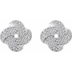 14K White 1/3 CTW Natural Diamond Knot Earrings - BN & CO JEWELRY