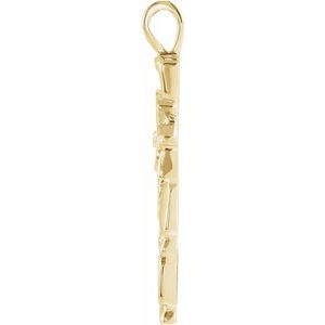 14K Yellow 27x18 mm Nugget Cross Pendant - BN & CO JEWELRY