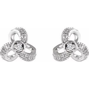 14K White 1/6 CTW Natural Diamond Knot Earrings - BN & CO JEWELRY
