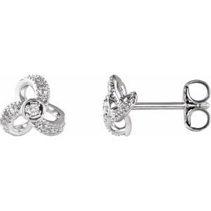 14K White 1/6 CTW Natural Diamond Knot Earrings - BN & CO JEWELRY