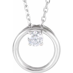14K White 1/10 CT Natural Diamond Circle 16-18" Necklace - BN & CO JEWELRY