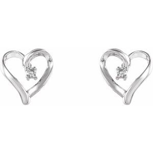 14K White .03 CTW Natural Diamond Heart Earrings - BN & CO JEWELRY