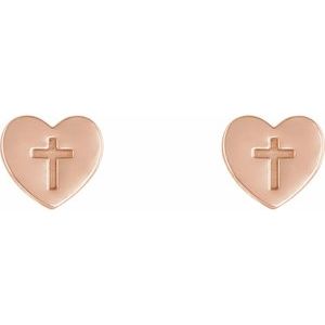 14K Rose Heart & Cross Earrings - BN & CO JEWELRY