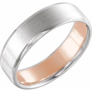14K White/Rose 6 mm Beveled-Edge Band with Matte Finish Size 7.5 - BN & CO JEWELRY