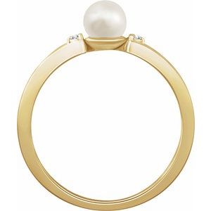 14K Yellow Freshwater Cultured Pearl & .03 CTW Diamond Ring - BN & CO JEWELRY