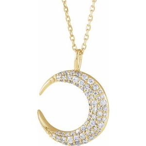 14K Yellow 1/3 CTW Natural Diamond Crescent Moon 16-18" Necklace - BN & CO JEWELRY