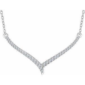 14K White 1/6 CTW Natural Diamond V 16-18" Necklace - BN & CO JEWELRY