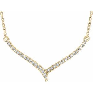 14K Yellow 1/6 CTW Natural Diamond V 16-18" Necklace - BN & CO JEWELRY