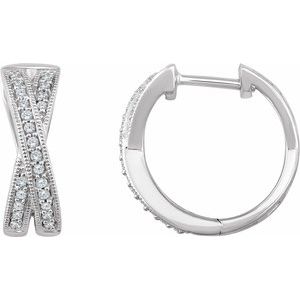 14K White 1/5 CTW Natural Diamond Criss-Cross Hoop Earrings - BN & CO JEWELRY