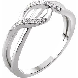 14K White 1/10 CTW Natural Diamond Criss-Cross Ring - BN & CO JEWELRY