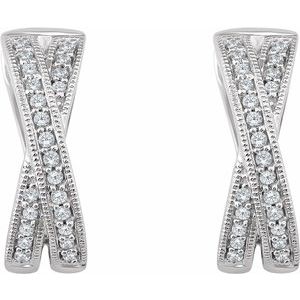 14K White 1/5 CTW Natural Diamond Criss-Cross Hoop Earrings - BN & CO JEWELRY