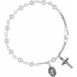 Sterling Silver Ball Rosary Bracelet - BN & CO JEWELRY