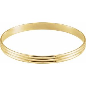 14K Yellow 6 mm Grooved Bangle Bracelet - BN & CO JEWELRY