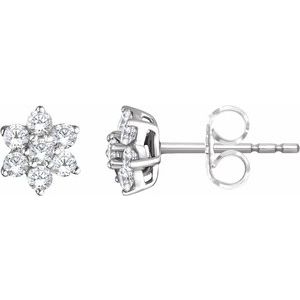 14K White 3/8 CTW Natural Diamond Flower Earrings - BN & CO JEWELRY