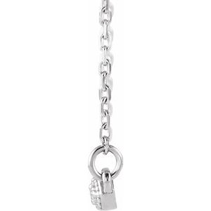 14K White 1/10 CTW Natural Diamond Milgrain Bar 16-18" Necklace - BN & CO JEWELRY