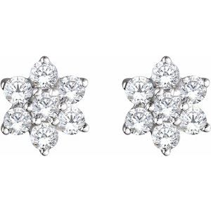 14K White 3/8 CTW Natural Diamond Flower Earrings - BN & CO JEWELRY