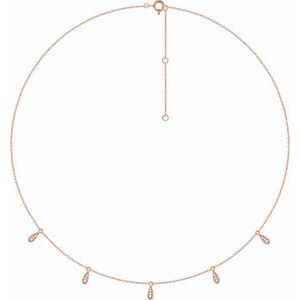 14K Rose 1/10 CTW Diamond 5-Station 16-18" Necklace - BN & CO JEWELRY