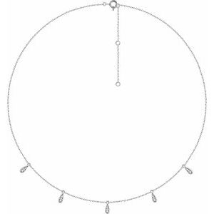14K White 1/10 CTW Diamond 5-Station 16-18" Necklace - BN & CO JEWELRY