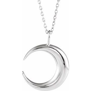 14K White Crescent Moon 16-18" Necklace - BN & CO JEWELRY