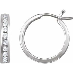 14K White 1/2 CTW Natural Diamond Channel-Set Hoop Earrings - BN & CO JEWELRY