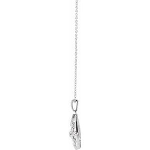 14K White 1/6 CTW Natural Diamond Granulated Filigree 18" Necklace - BN & CO JEWELRY