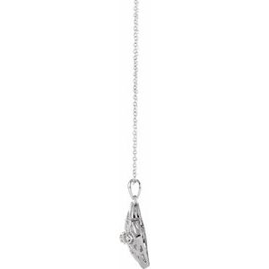 14K White 1/10 CTW Natural Diamond Granulated Filigree 18" Necklace - BN & CO JEWELRY