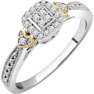 10K White/Yellow 1/6 CTW Natural Diamond Promise Ring - BN & CO JEWELRY
