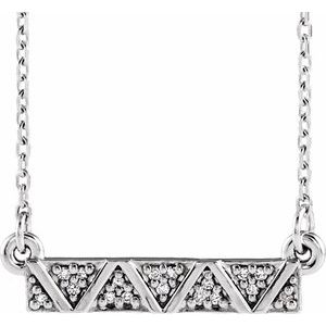 14K White .05 CTW Natural Diamond Geometric Bar 16-18" Necklace - BN & CO JEWELRY