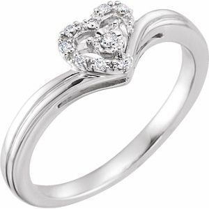 10K White .06 CTW Natural Diamond Heart Promise Ring - BN & CO JEWELRY