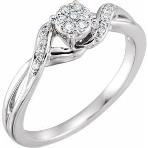 10K White 1/8 CTW Natural Diamond Cluster Promise Ring - BN & CO JEWELRY