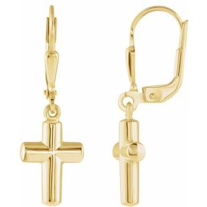 14K Yellow 12x9 mm Cross Lever Back Earrings- Pair - BN & CO JEWELRY