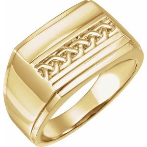 14K Yellow 17x13 mm Rectangle Signet Ring - BN & CO JEWELRY