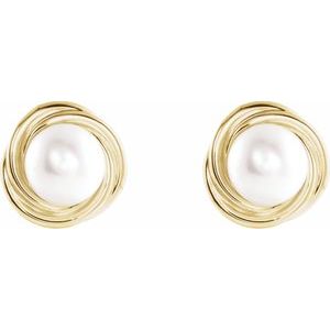 14K Yellow Cultured White Akoya Pearl Earrings - BN & CO JEWELRY