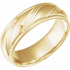 14K Yellow 6.75 mm Grooved Flat Edge Band Size 10.5 - BN & CO JEWELRY