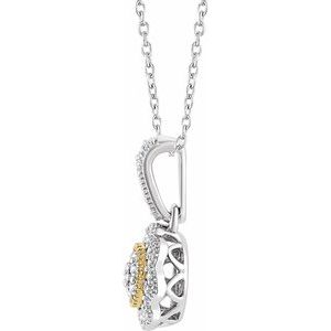 14K White/Yellow 1/6 CTW Natural Diamond Halo-Style 16-18" Necklace - BN & CO JEWELRY