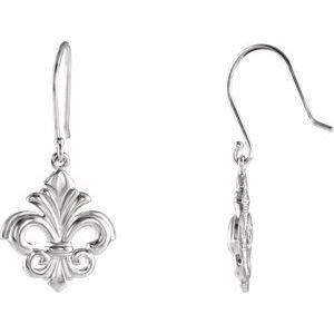 Sterling Silver Fleur-de-lis Dangle Earring - BN & CO JEWELRY