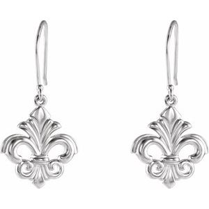 Sterling Silver Fleur-de-lis Dangle Earring - BN & CO JEWELRY