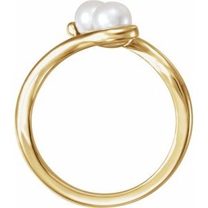 14K Yellow Cultured White Freshwater Pearl Two-Stone Ring - BN & CO JEWELRY