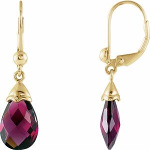 14K Yellow 12x8 mm Briolette Natural Brazilian Garnet Earrings - BN & CO JEWELRY
