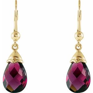 14K Yellow 12x8 mm Briolette Natural Brazilian Garnet Earrings - BN & CO JEWELRY