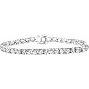 Sterling Silver 4.5 mm Round Cubic Zirconia 7" Line Bracelet - BN & CO JEWELRY