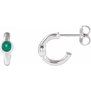 Sterling Silver Natural Emerald Huggie Hoop Earrings - BN & CO JEWELRY