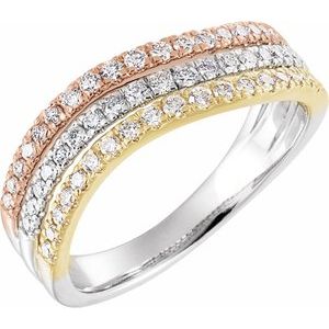 14K White/Yellow/Rose 1/2 CTW Natural Diamond Stacked Ring - BN & CO JEWELRY