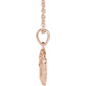 14K Rose Youth Heart with Cross 16-18" Necklace - BN & CO JEWELRY