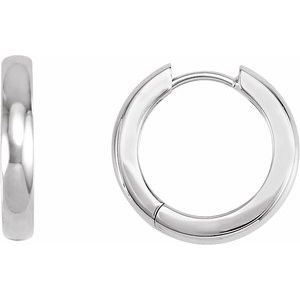 14K White 17.5 mm Hinged Huggie Hoop Earrings - BN & CO JEWELRY